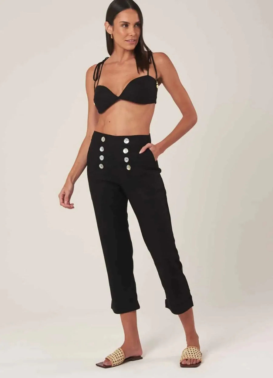 Calça de linho preto Margot