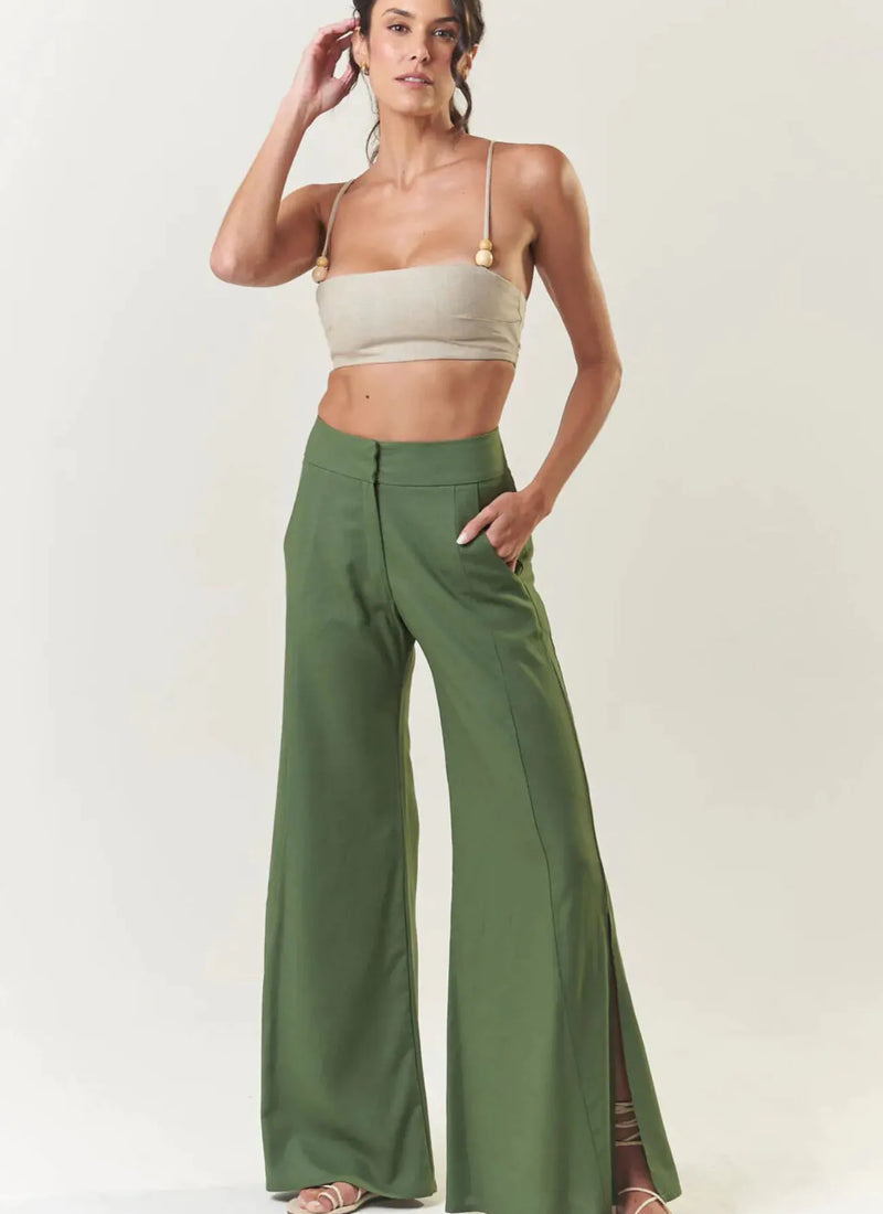 Calça de linho verde Dani