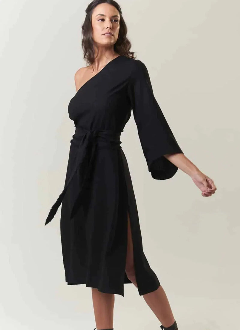 Vestido de linho preto Milena