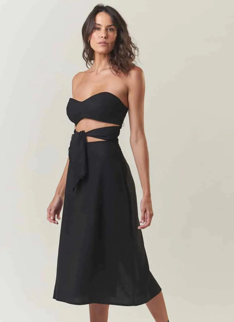 Vestido de linho preto Agata