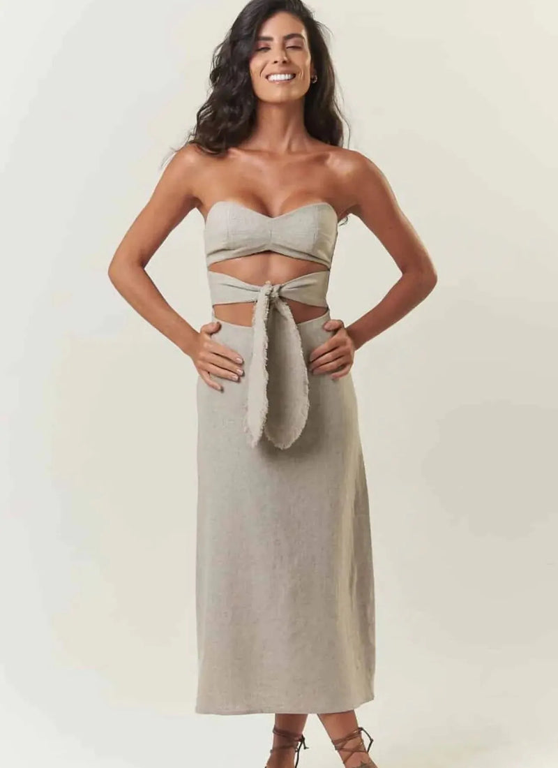 Vestido de linho areia Agata