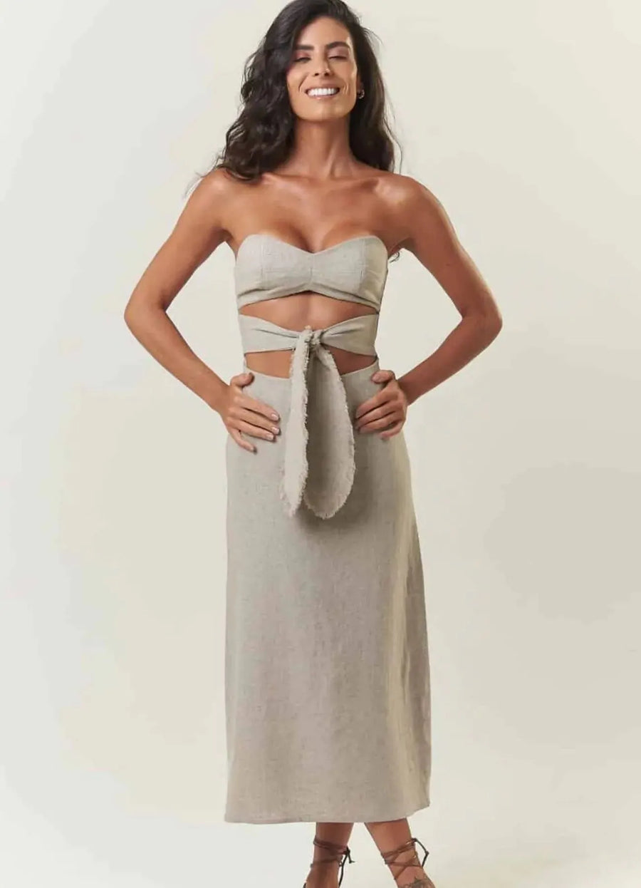 Vestido de linho areia Agata