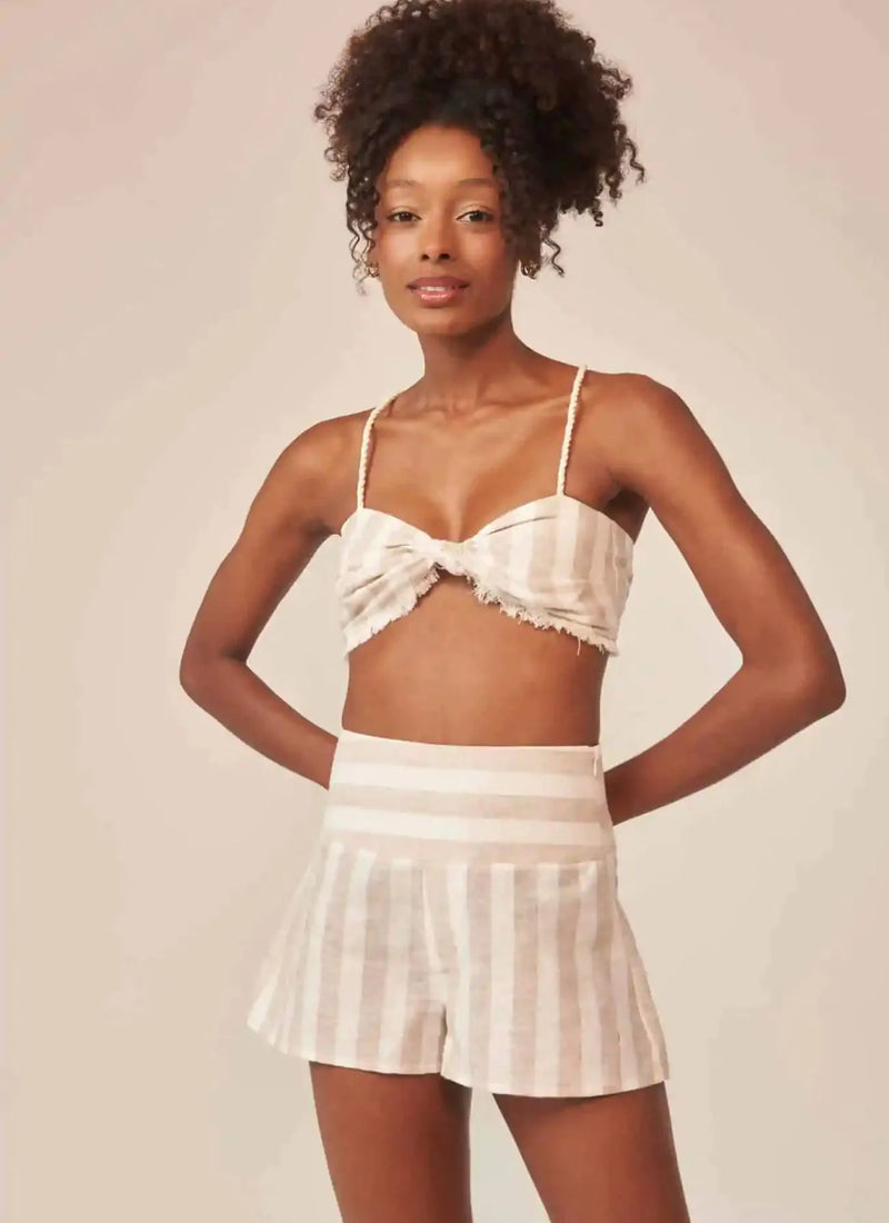 Short de linho listrado Paula