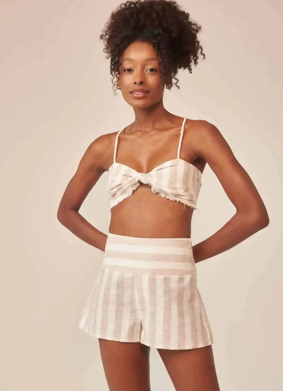 Short de linho listrado Paula