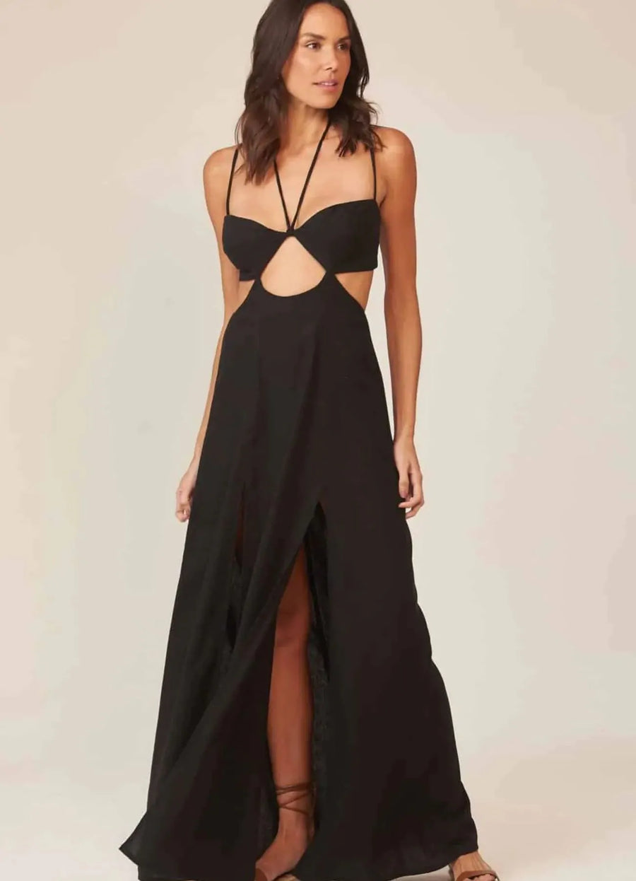 Vestido de linho preto Gaia