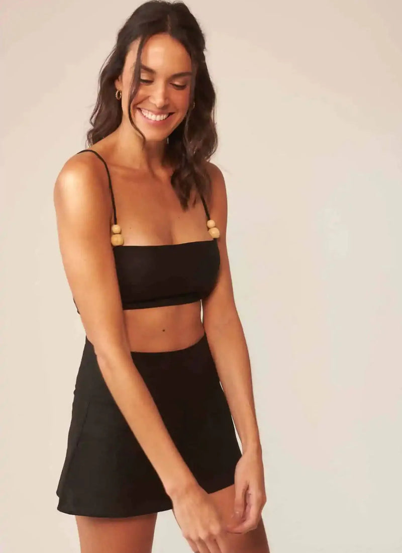 Top de linho preto Livia