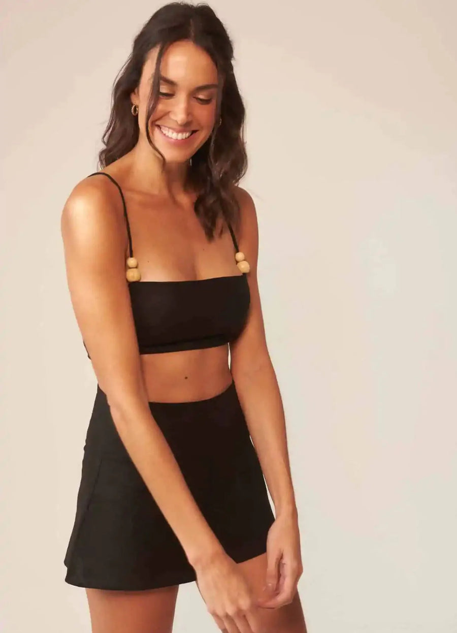 Top de linho preto Livia
