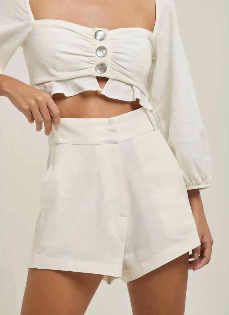 Top de linho off-white Teca