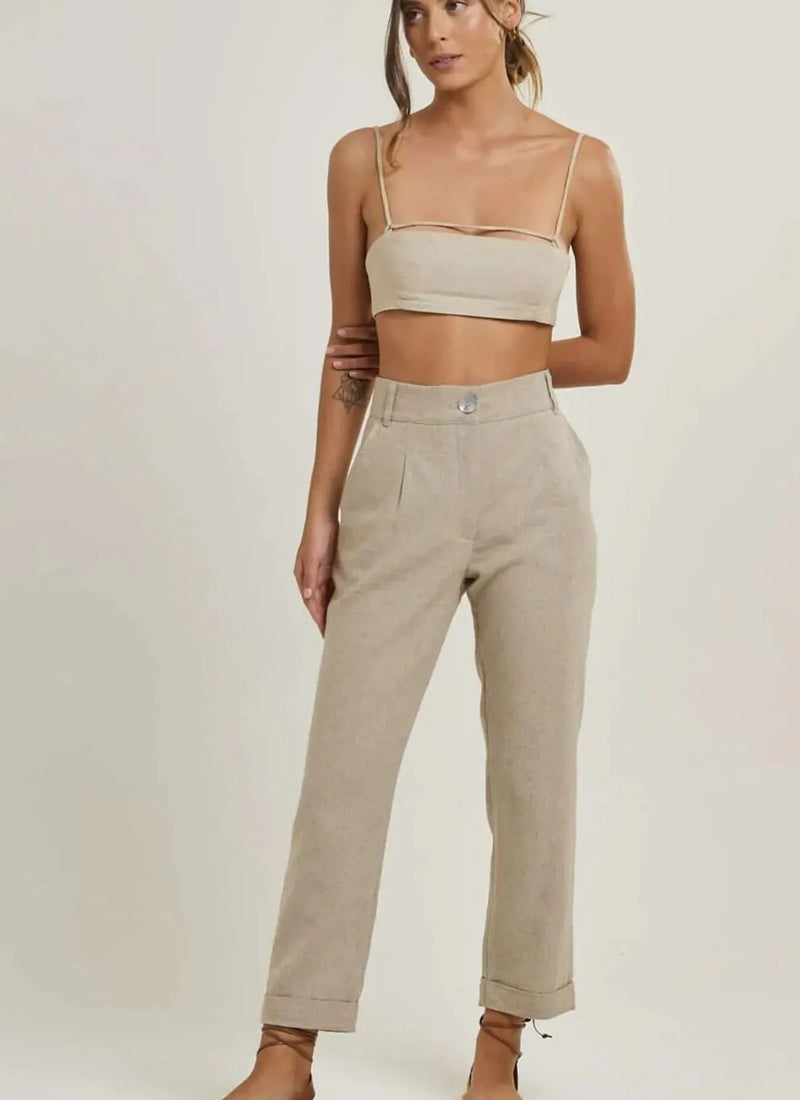 Calça de linho areia Thais