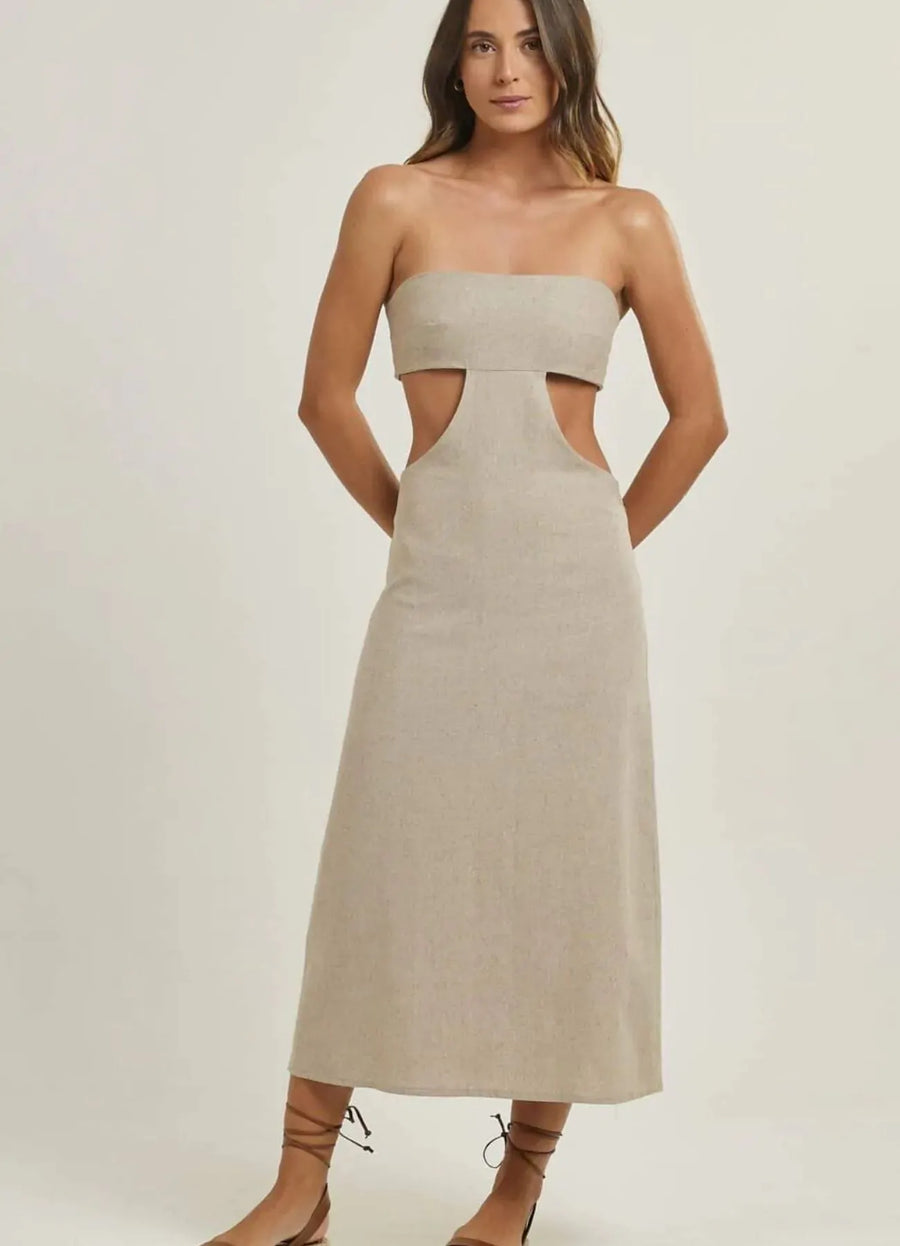 Vestido de linho areia Duda