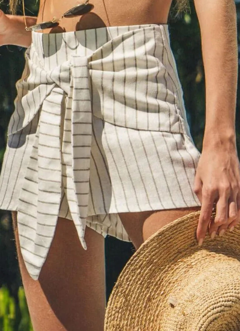 Short de linho listrado Sophia