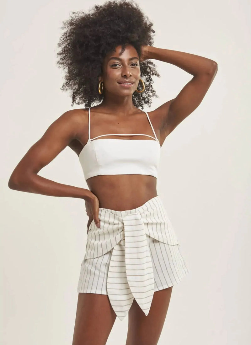 Short de linho listrado Sophia