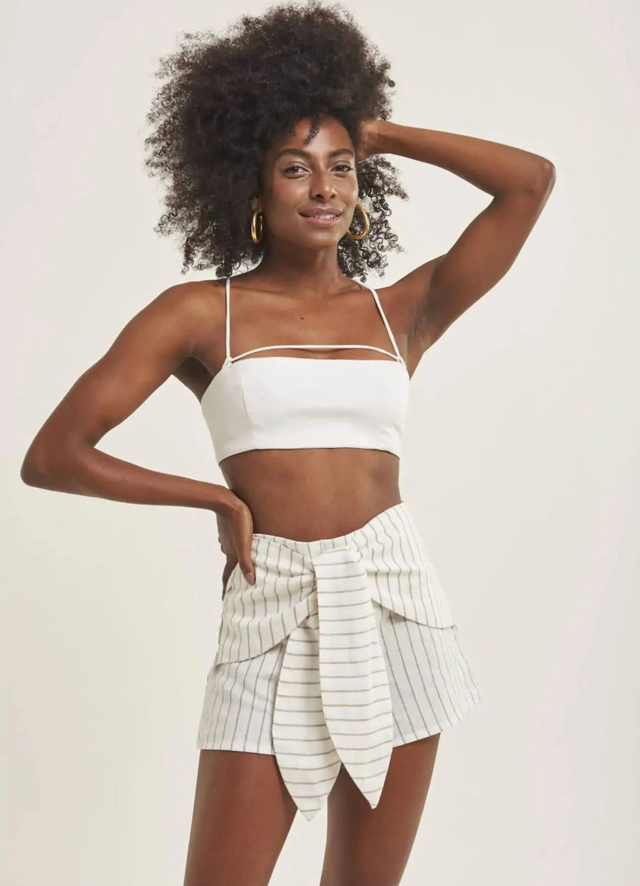 Short de linho listrado Sophia