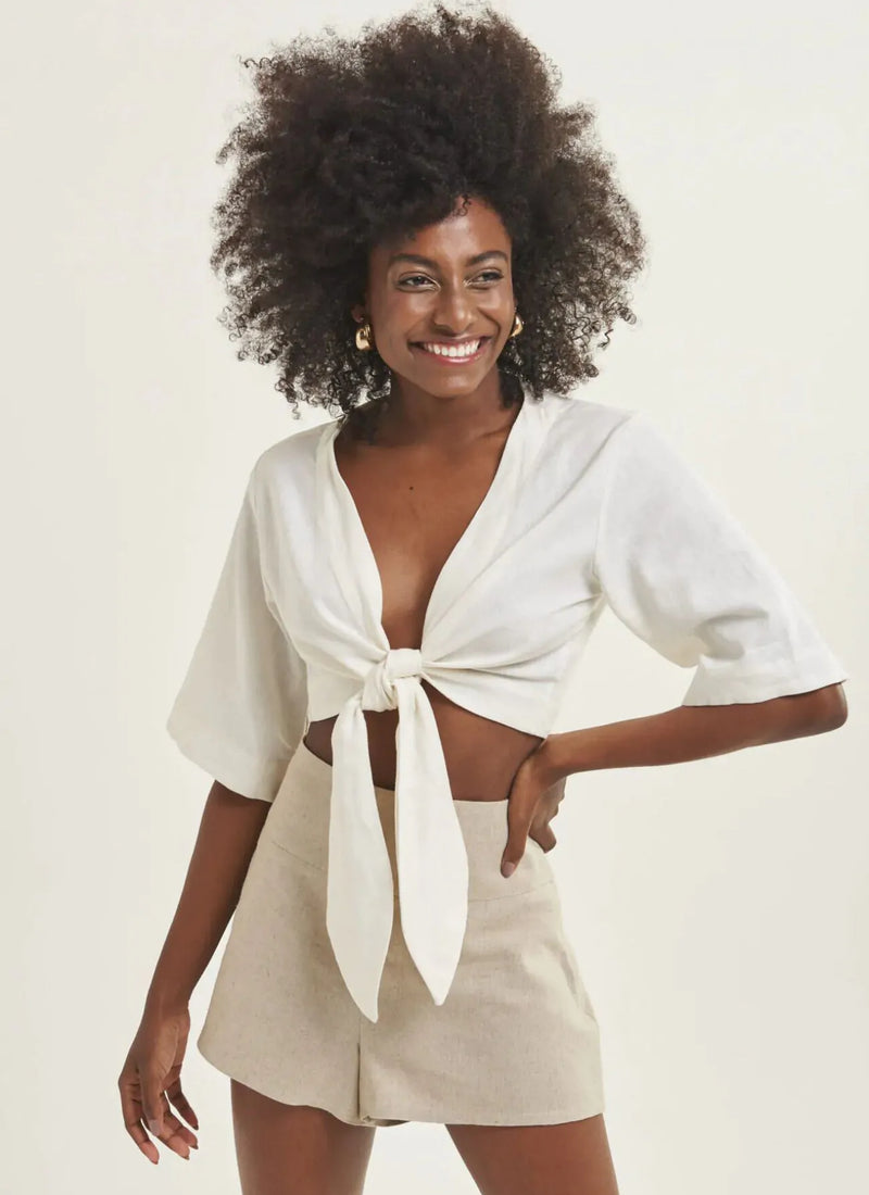 Top de linho off-white Estela