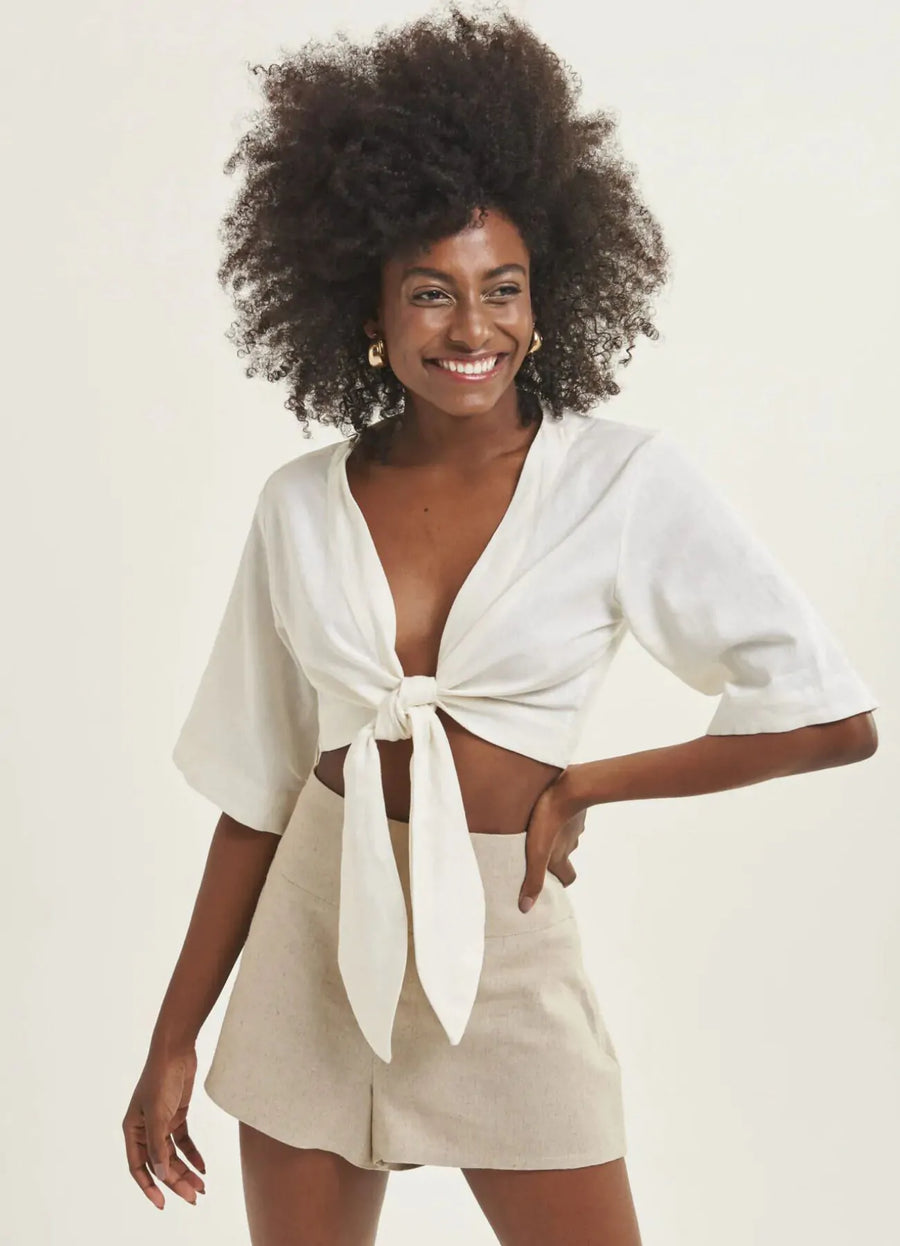 Top de linho off-white Estela