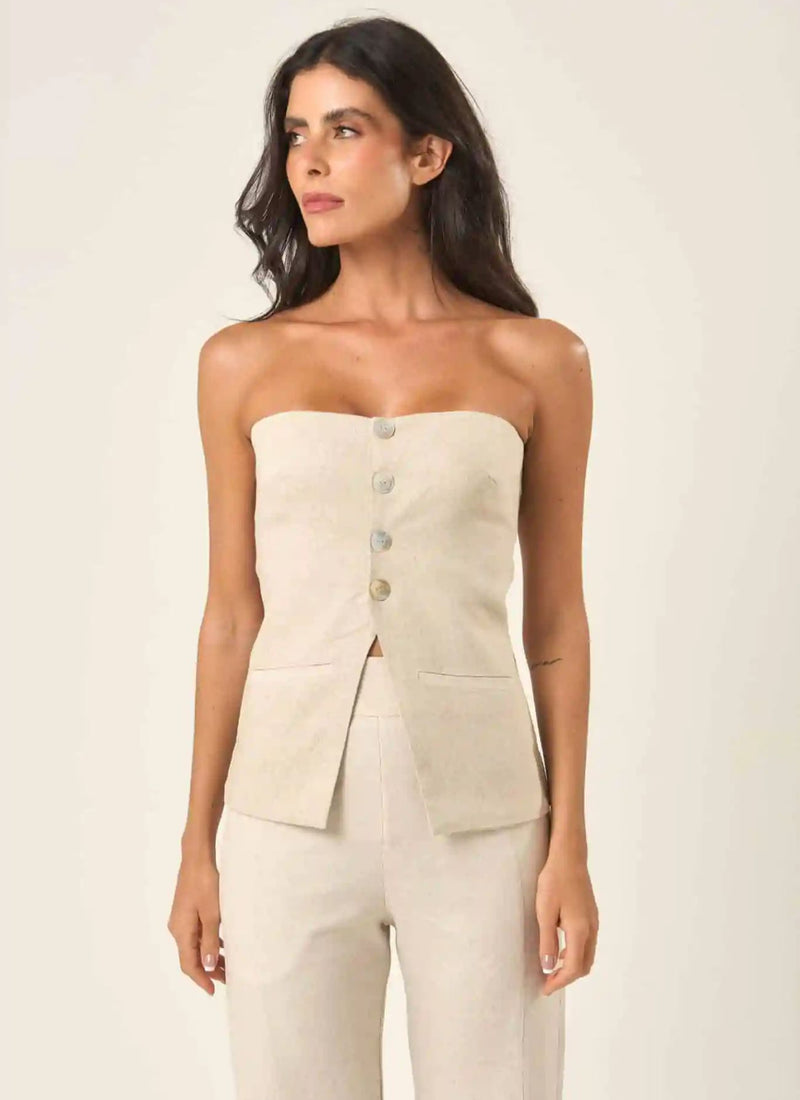 Top de linho areia Mariana