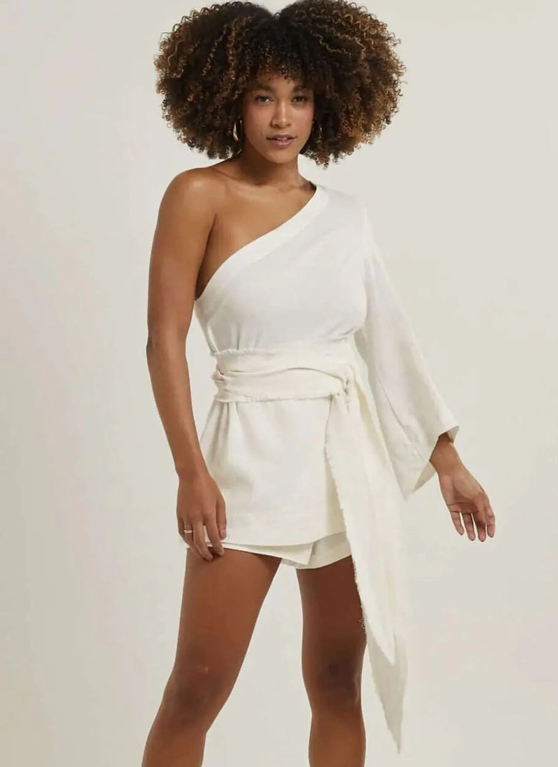 Bata de linho off-white Milena