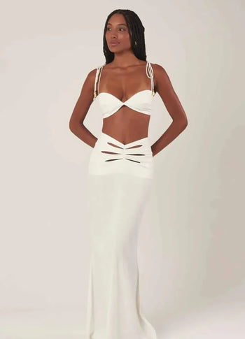 Saia de Linho off-white Gabriela