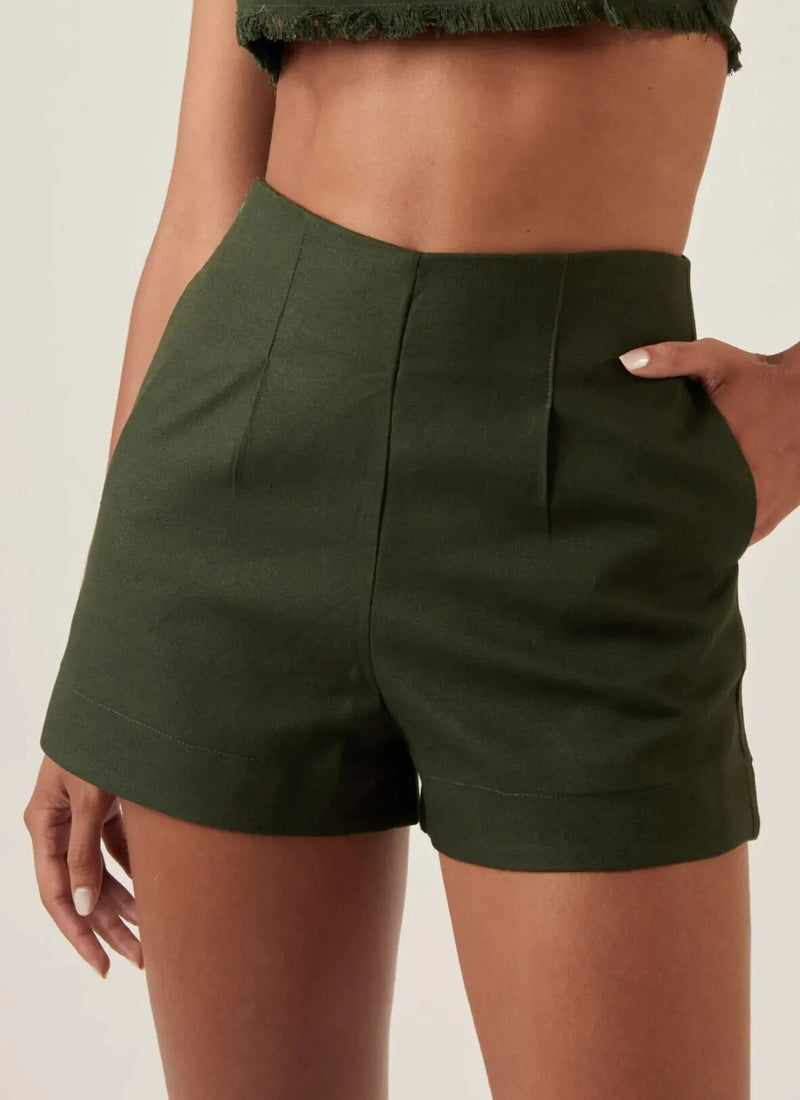 Short de linho verde-floresta Milena