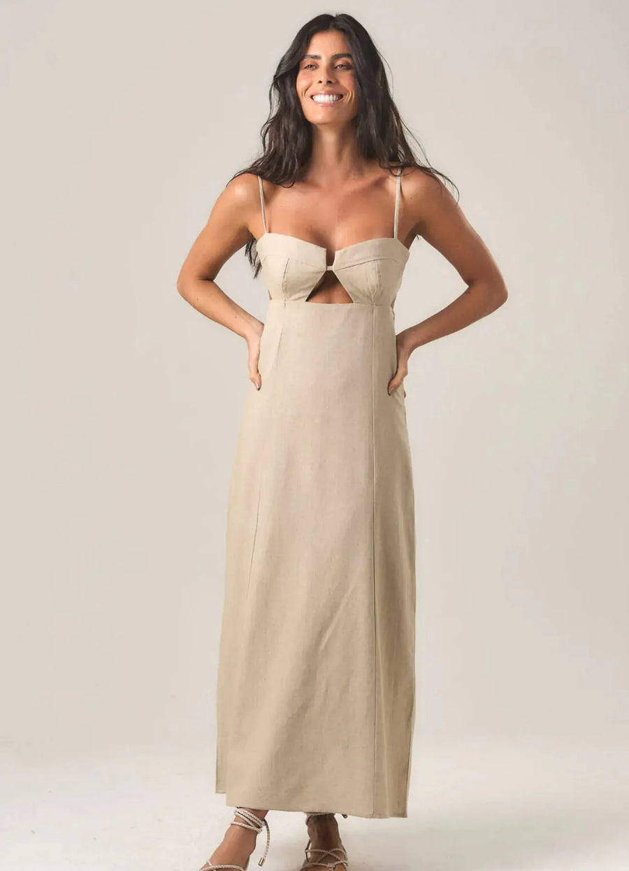 Vestido de Linho areia Alana