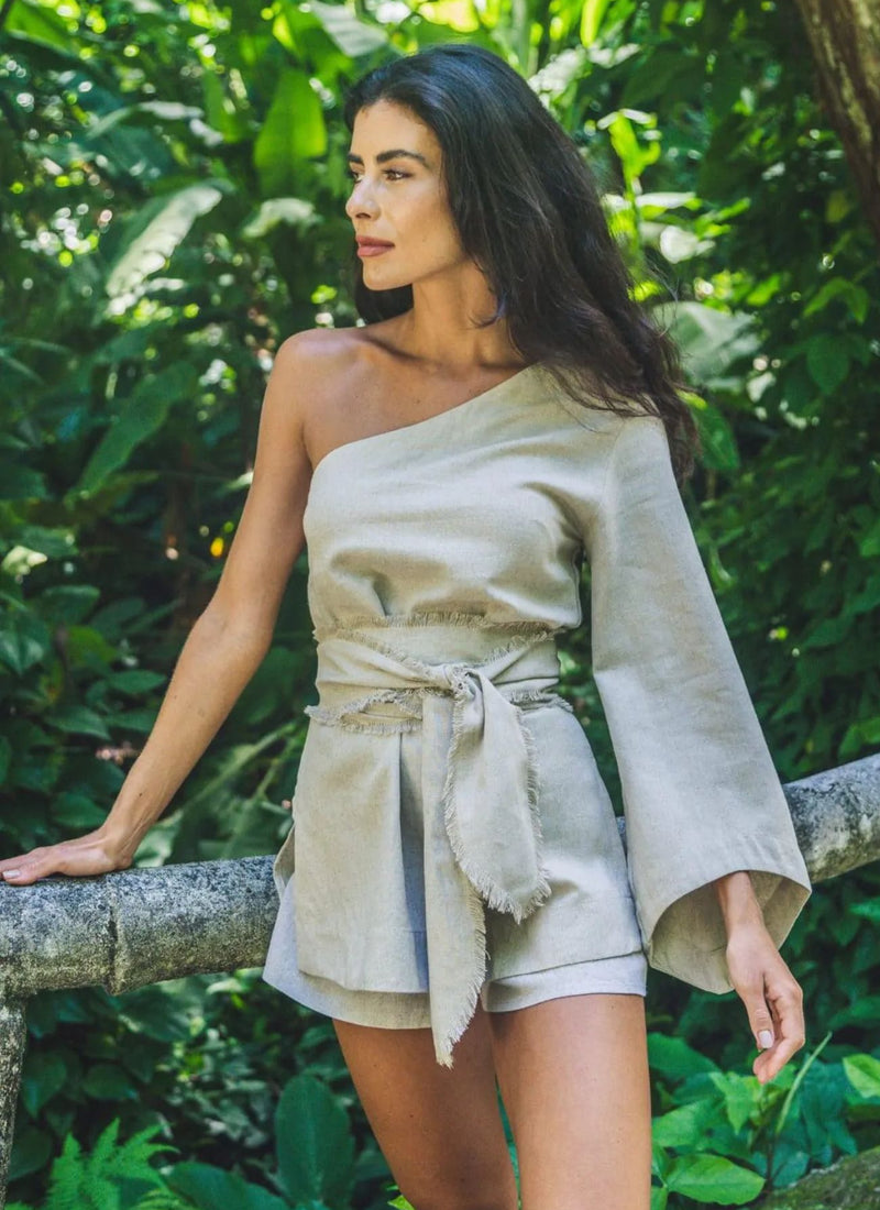 Bata de linho areia Milena