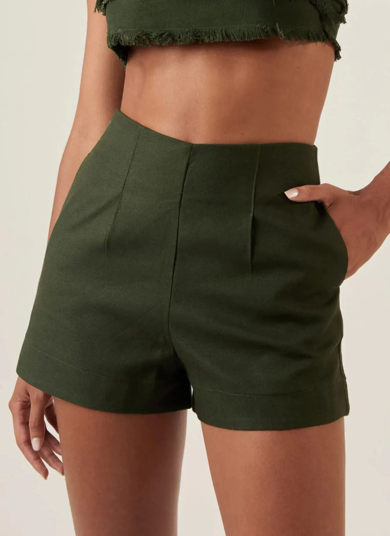 Short de linho verde-floresta Milena