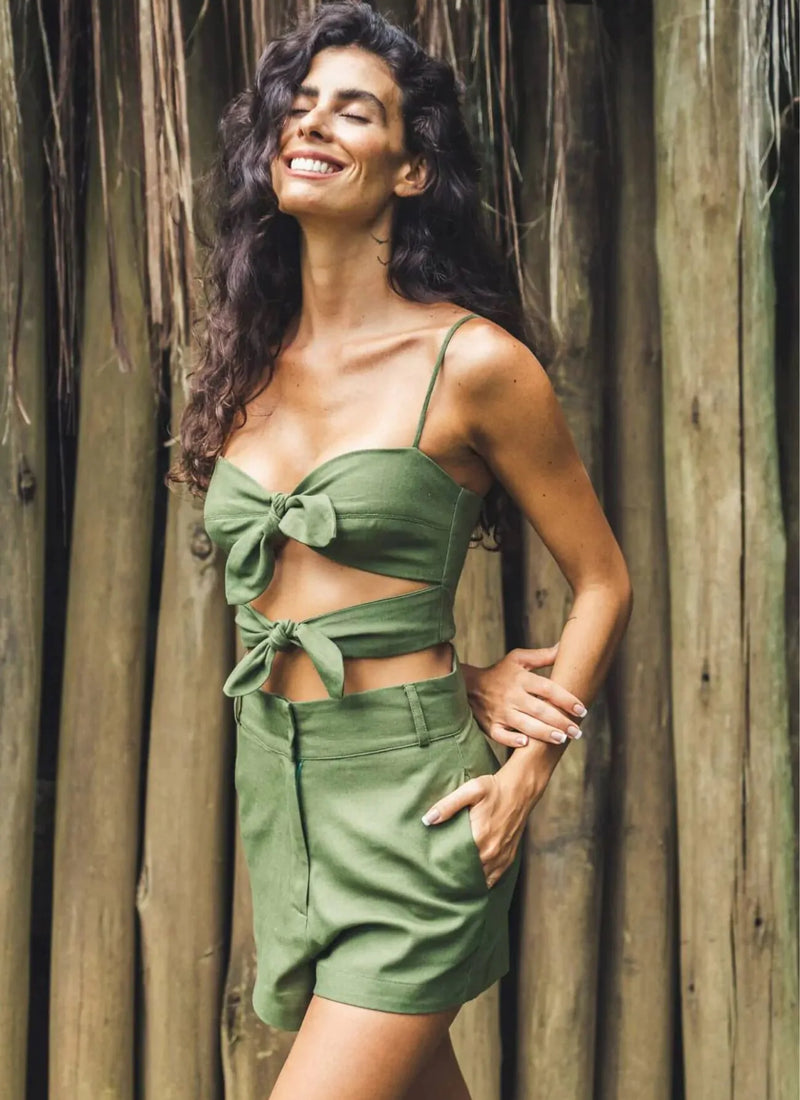 Top de linho verde Joana