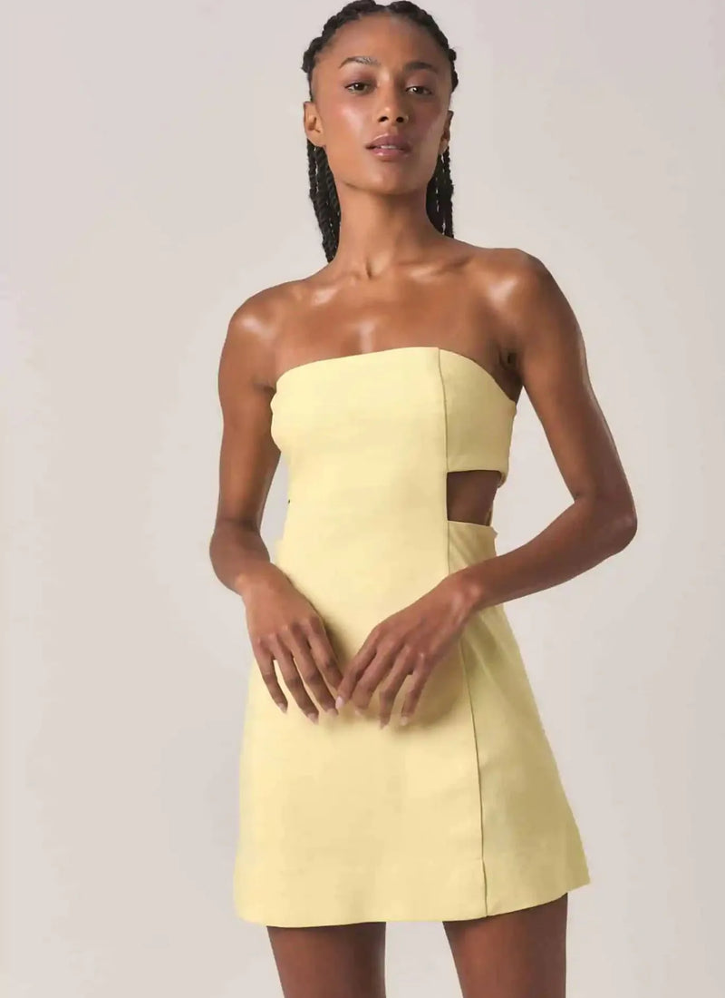 Vestido de linho baunilha Bia