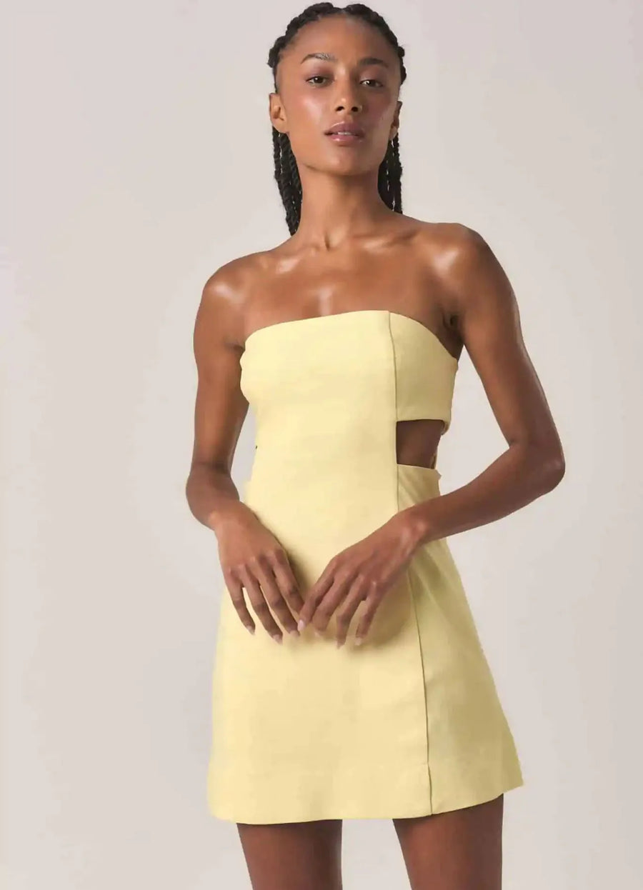 Vestido de linho baunilha Bia