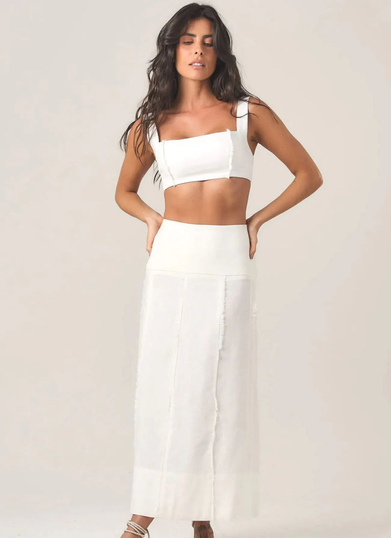 Saia de linho off-white Nati