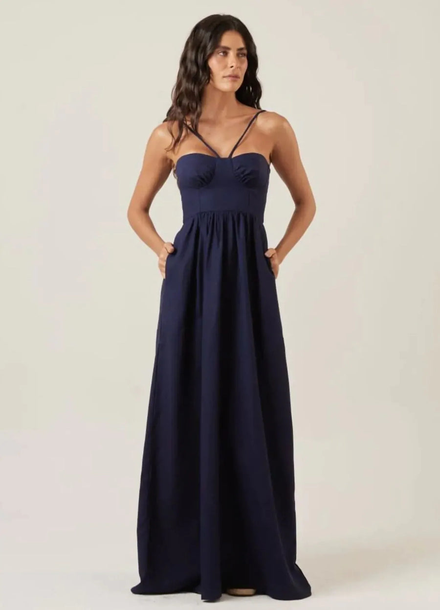 Vestido de Linho marinho Rita