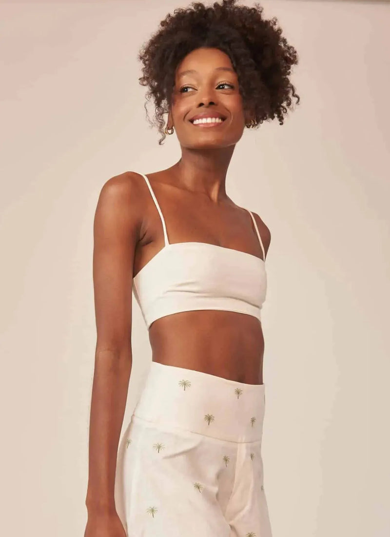 Short de linho bordado Coqueiros