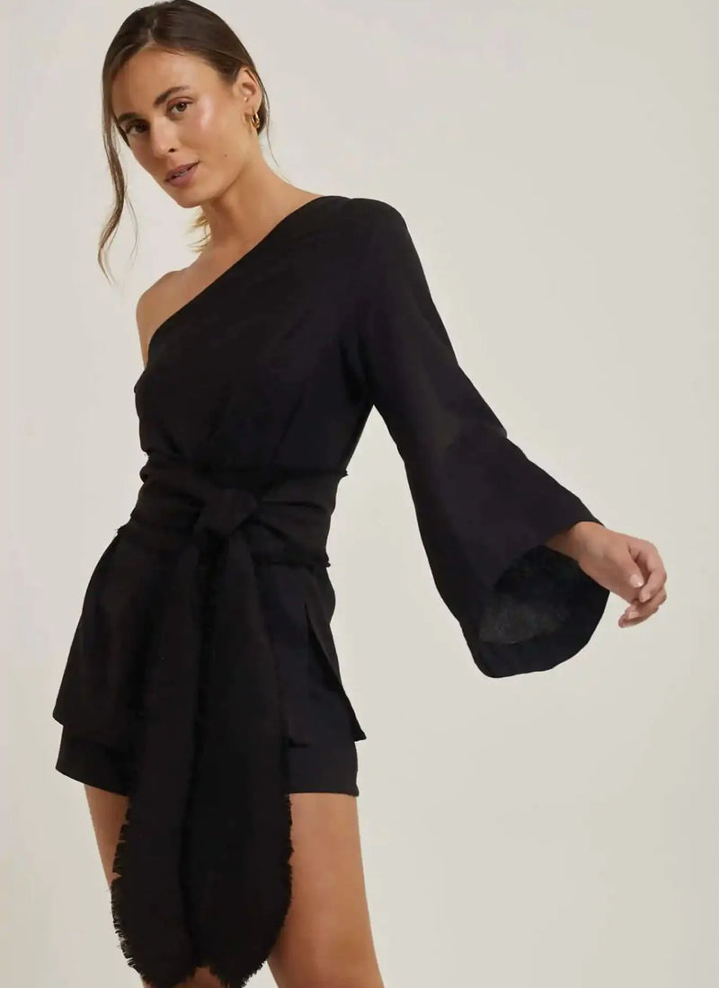 Bata de linho preto Milena