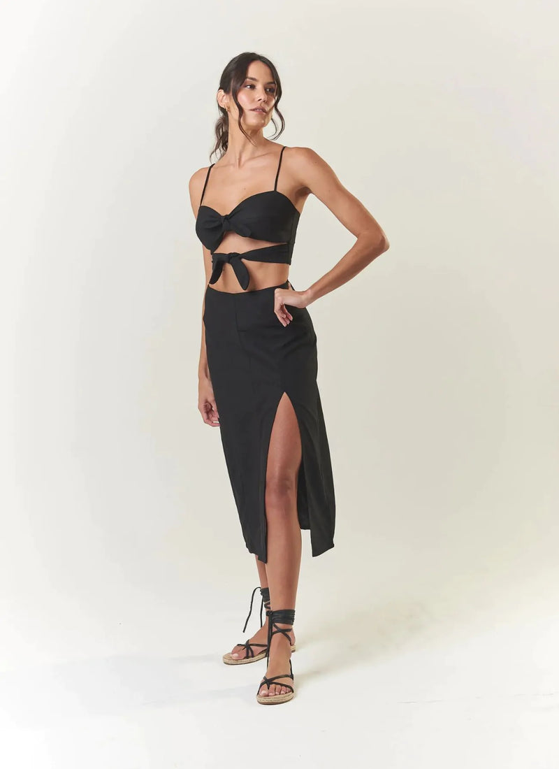 Top de linho preto Joana