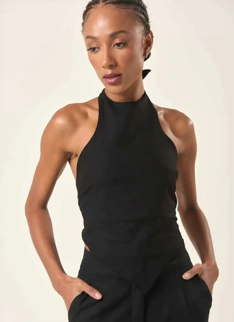 Top de linho preto Amber