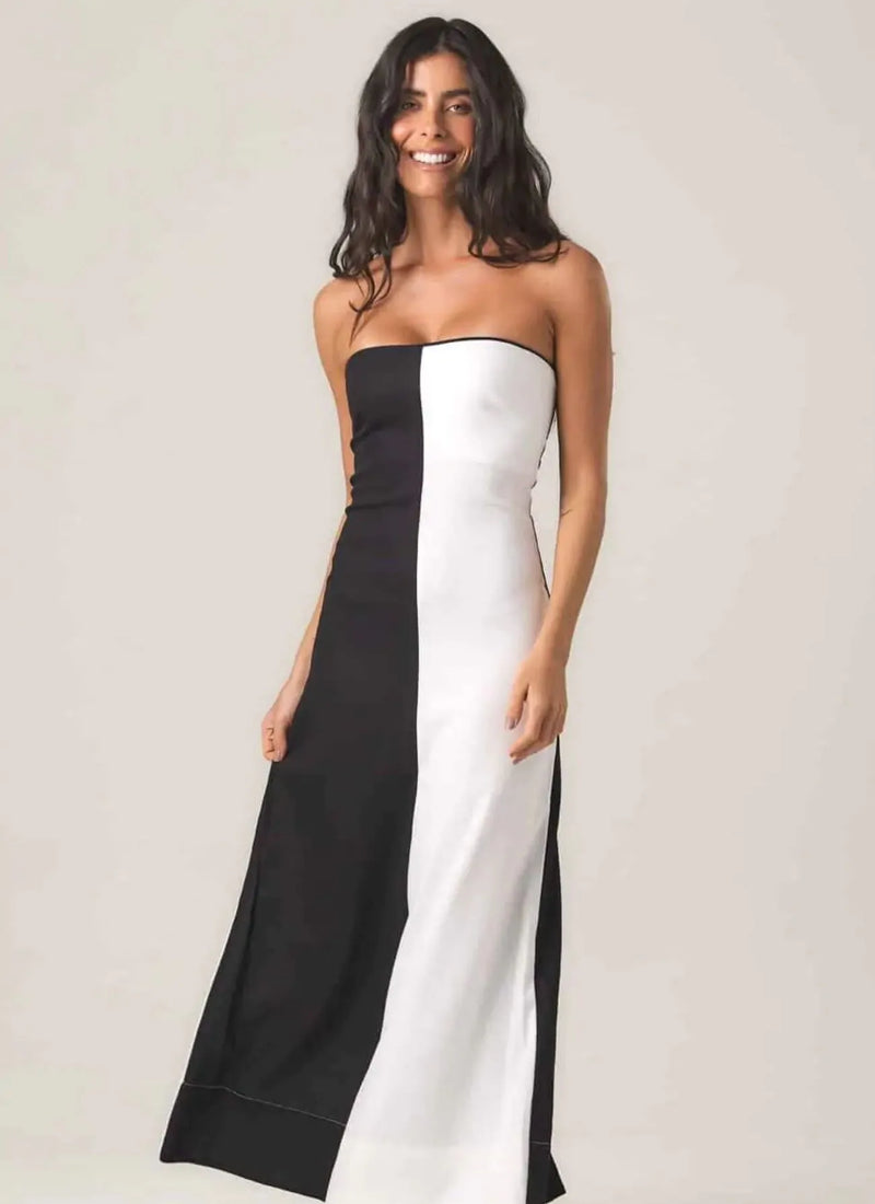 Vestido de Linho bicolor Maia