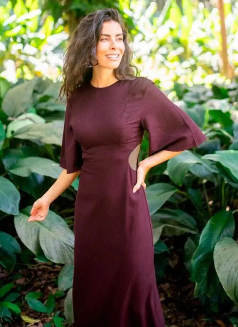 Vestido de Linho jabuticaba Isabela