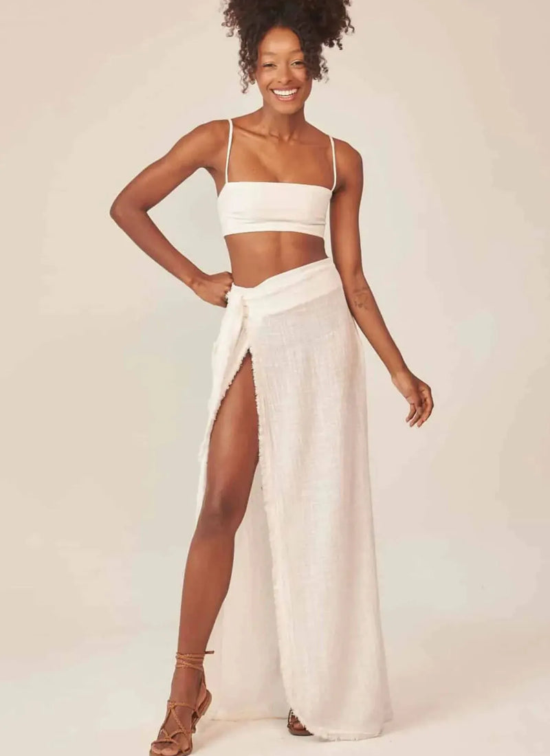 Saia off-white desfiada Silvia