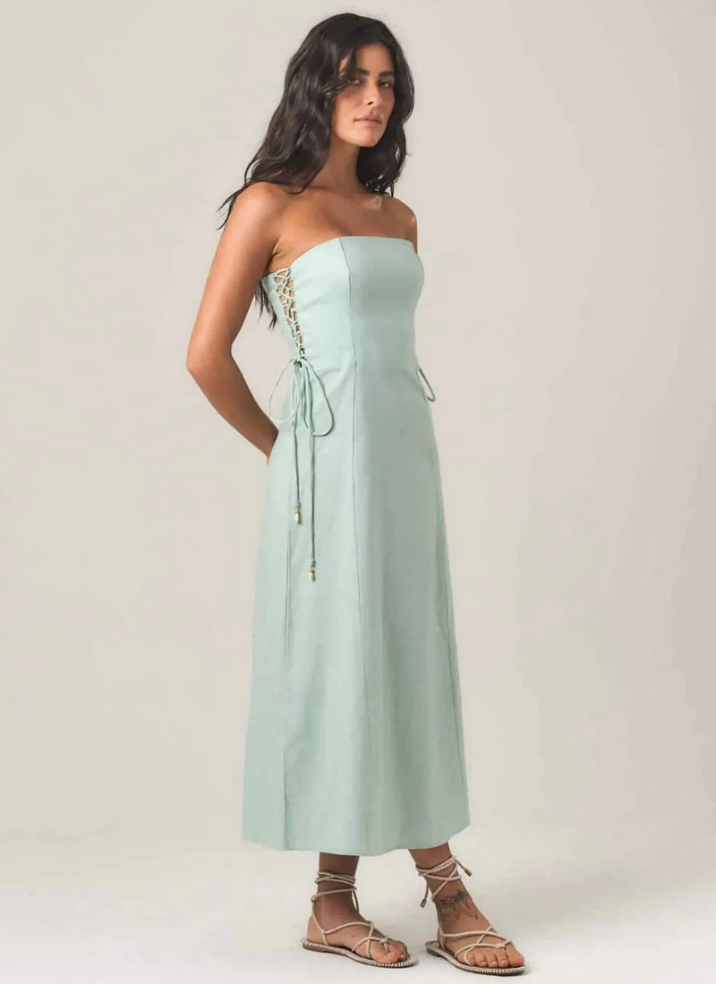 Vestido de Linho verde-menta Marcela