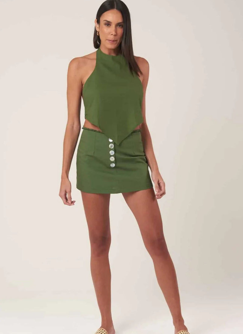 Top de linho verde Amber