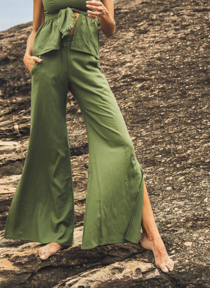 Calça de linho verde Dani