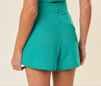 Short de linho azul-aqua Lari