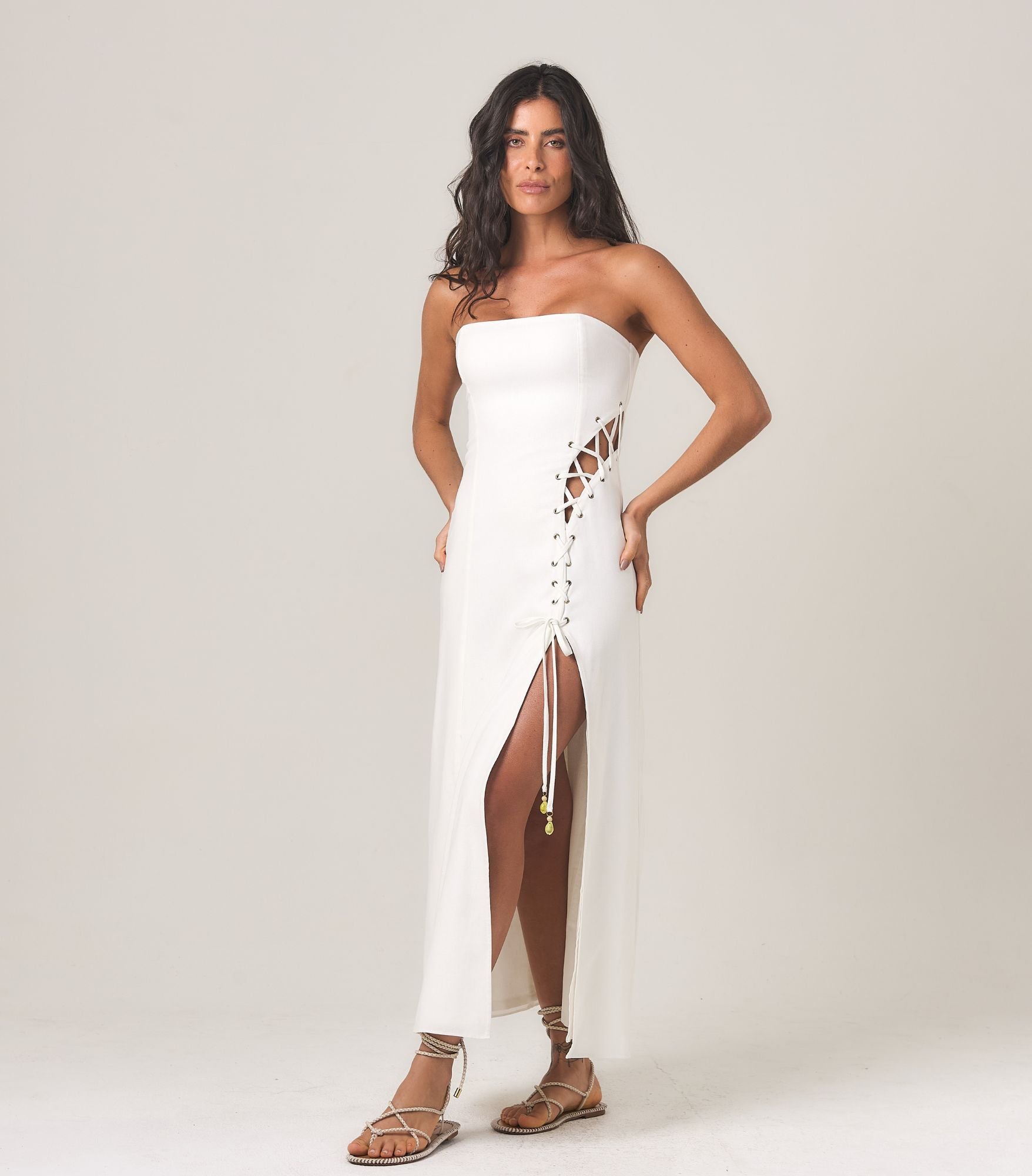 Vestido de Linho off-white Amanda