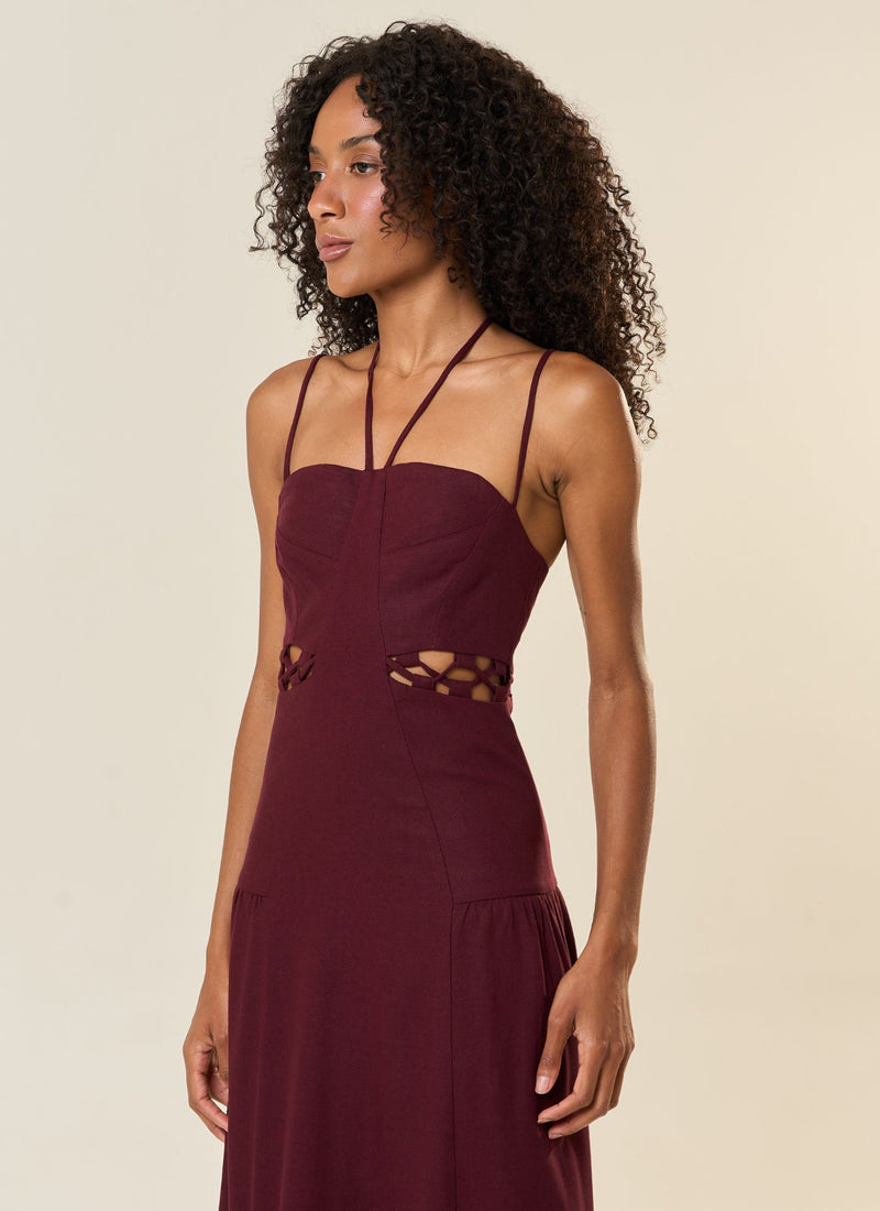 Vestido de Linho jabuticaba Ale