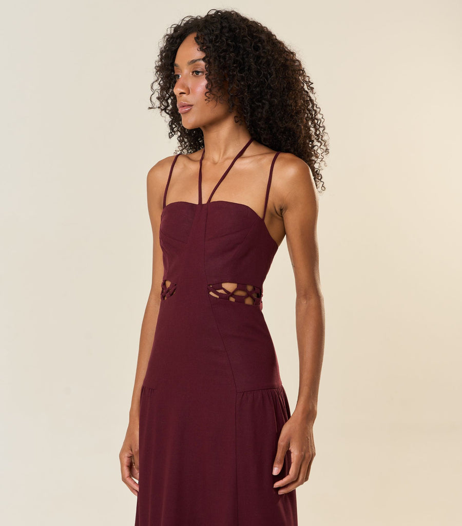 Vestido de Linho jabuticaba Ale