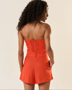 Short de linho laranja-urucum Lari