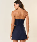 Short-Saia de Linho marinho Pérola