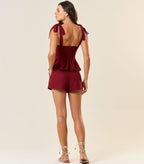 Short de linho vinho-bordô Lari