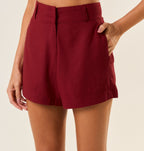 Short de linho vinho-bordô Lari