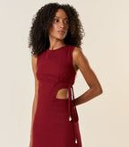 Vestido de Linho vinho-bordô Marina